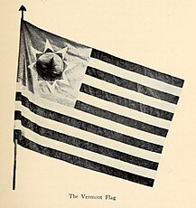 Black and white photograph of Vermont's second official flag.[13]