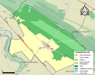 Carte en couleurs présentant l'occupation des sols.