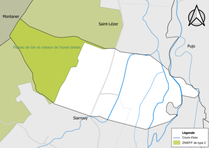 Carte de la ZNIEFF de type 2 sur la commune.