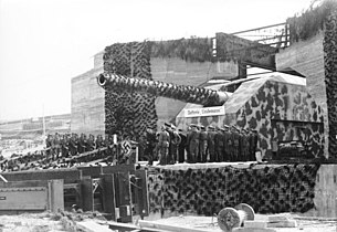 One of three 40.6cm guns at Batterie "Lindemann", a German Cross-Channel gun.