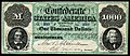 One-thousand-dollar Confederate States of America banknote from the first issue