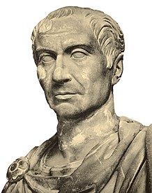 A marble bust of Julius Caesar, looking left