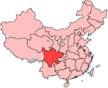 A map of China with Sichuan province highlighted