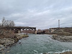 Destroyed bridge in Khanlyg