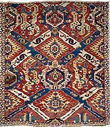 South Caucasian "Dragon carpet" with swastikas, 17th century. Shirvan or Karabagh, modern Azerbaijan.