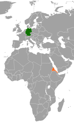 Map indicating locations of Germany and Eritrea