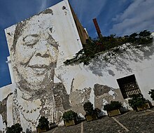 Fresque géante de Cesária Évora sur pignon de l'Alliance Française de Mindelo