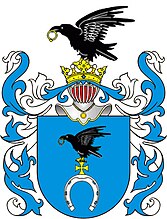 A raven on the coat-of-arms of the Polish aristocratic Clan Ślepowron, to which Kazimierz Pułaski belonged