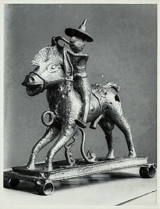 A brass "Tartar rider" toy from Besuki, East Java.