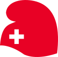 Logo of the Swiss Party of Labour, a Phrygian cap with a Swiss cross on it.