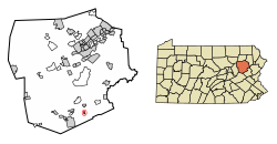 Location of Jeddo in Luzerne County, Pennsylvania.