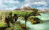 Artist rendition of a Patagonian landscape in the early Paleocene