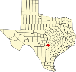 Map of Texas highlighting Comal County