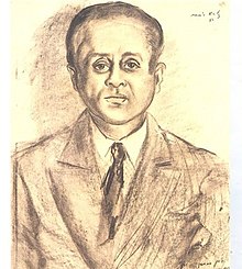 Portrait of Maximilian Goldstein, by Manet-Katz, 1932, made with charcoal pencil