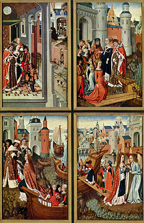 Master of the Legend of St. Ursula (Bruges) name is derived from a polyptych depicting scenes from the life of Saint Ursula painted for the convent of the Black Sisters of Bruges