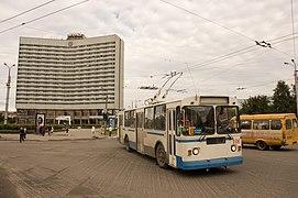Trolley Ziu-682 with Azimut Hotel Murmansk in the background