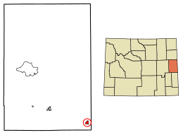 Location of Van Tassell in Niobrara County, Wyoming.