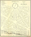 Augustus Woodward's plan following the 1805 fire for Detroit's baroque styled radial avenues and Grand Circus