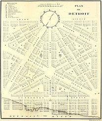 1807 map of Woodward's Detroit street plan