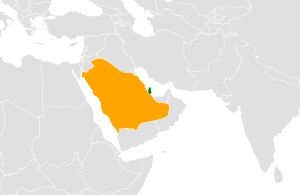 Mapa indicando localização da Arábia Saudita e do Catar.