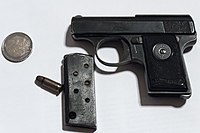 The Walther Model 9 pistol uses 6.35mm