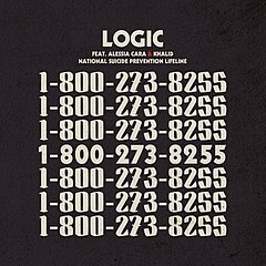 Cover for Logic's single "1-800-273-8255" featuring Alessia Cara and Khalid, 2017