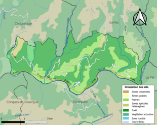 Carte en couleurs présentant l'occupation des sols.