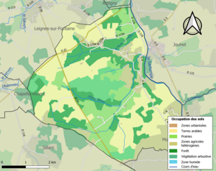 Carte en couleurs présentant l'occupation des sols.