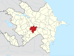 Map of Azerbaijan showing Aghjabadi District