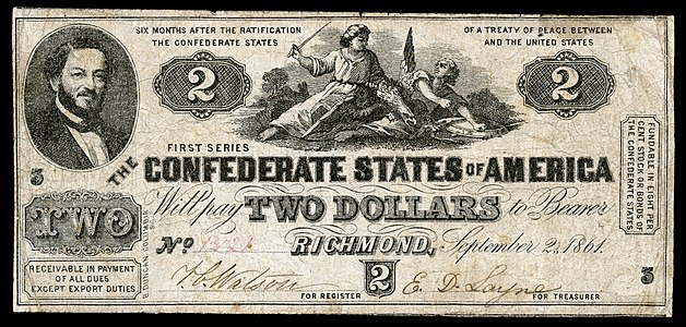 Two Confederate States dollar (T38), by B. Duncan