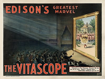 1896 poster advertising the Vitascope, by the Metropolitan Print Company (restored by Adam Cuerden)