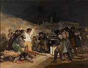 法蘭西斯科·哥雅的《1808年5月3日的枪杀》，268 × 347cm，約繪於1814年，1834年始藏[83]