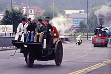 Grenville steam carriage in steam carrying passengers in 1993