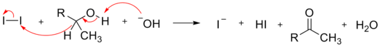 exemple d'oxydation d'alcool secondaire par action du diiode en milieu basique