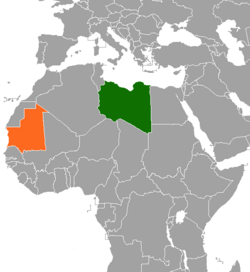 Map indicating locations of Libya and Mauritania