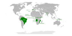 Mapa-múndi da lusofonia.