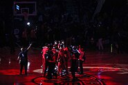 New Orleans Pelicans huddle pregame before taking on the Memphis Grizzlies on January 31, 2020. The Pelicans would win, 139-111.