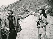 Brando and Pina Pellicer playing on the filming set of One-Eyed Jacks.