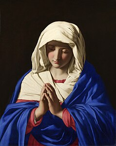 The Virgin in Prayer at Veneration of Mary in the Catholic Church, by Giovanni Battista Salvi da Sassoferrato