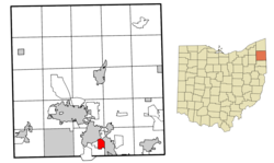 Location of McDonald in Trumbull County within the state of Ohio