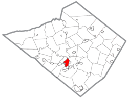 Location of Wyomissing in Berks County, Pennsylvania
