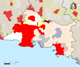 Localisation de l'aire d'attraction de Mallemort dans le département des Bouches-du-Rhône.