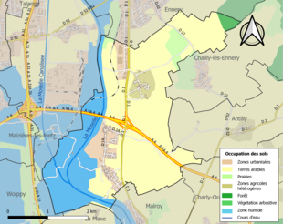 Carte en couleurs présentant l'occupation des sols.