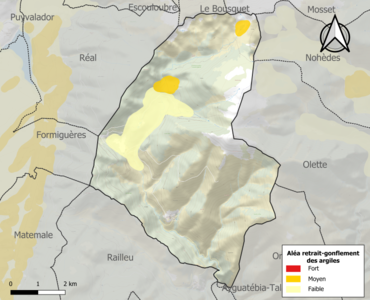 Carte des zones d'aléa retrait-gonflement des argiles.