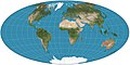 Image 5 Aitoff projection Map: Strebe, using Geocart The Aitoff projection is a modified azimuthal map projection first proposed by David A. Aitoff in 1889. Based on the equatorial form of the azimuthal equidistant projection, Aitoff halved longitudes from the central meridian, projected by the azimuthal equidistant, and then stretched the result horizontally into a 2:1 ellipse. More selected pictures
