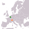 Location map for Belgium and Switzerland.