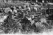 Captured guns in a depot.