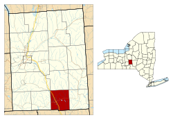 Location within Cortland County and New York