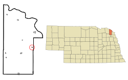 Location of Waterbury, Nebraska