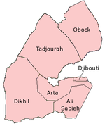 Karta regija Džibutija.